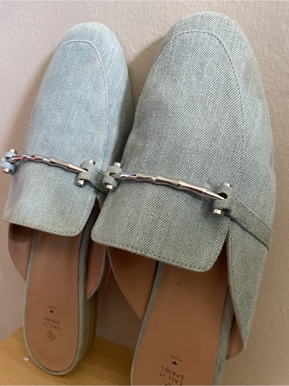 Call It Spring Pale Blue Denim Slip-on Mules – Size 10 *Flaw - Picture 10 of 15